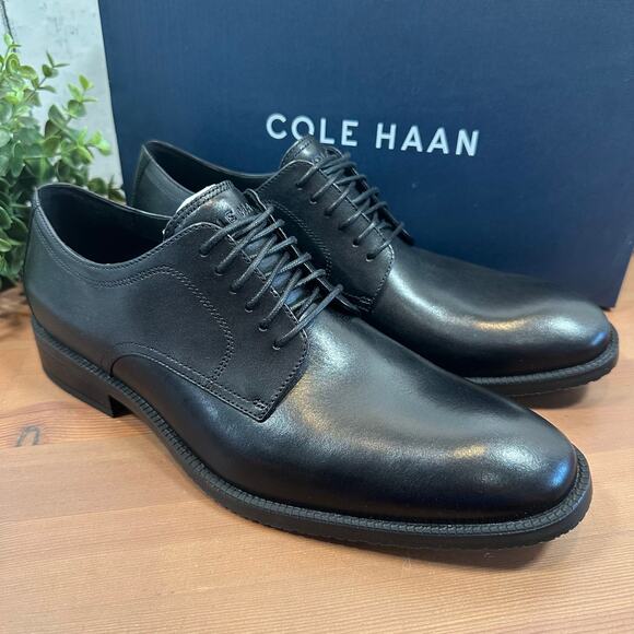 Cole Haan Men's Modern Essentials Black Leather Plain Toe Oxfords Size 9.5 - Picture 2 of 8